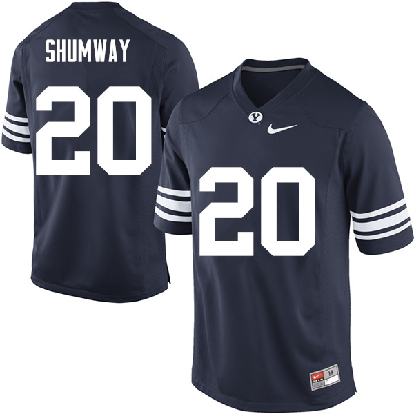 Men #20 Rickey Shumway BYU Cougars College Football Jerseys Sale-Navy